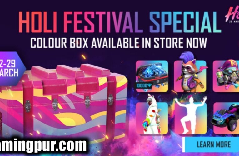NEW COLOR BOX CREAT IN HOLI OFFER GARENA FREE FIRE EMOTES SKIN AND OTHER REWORD