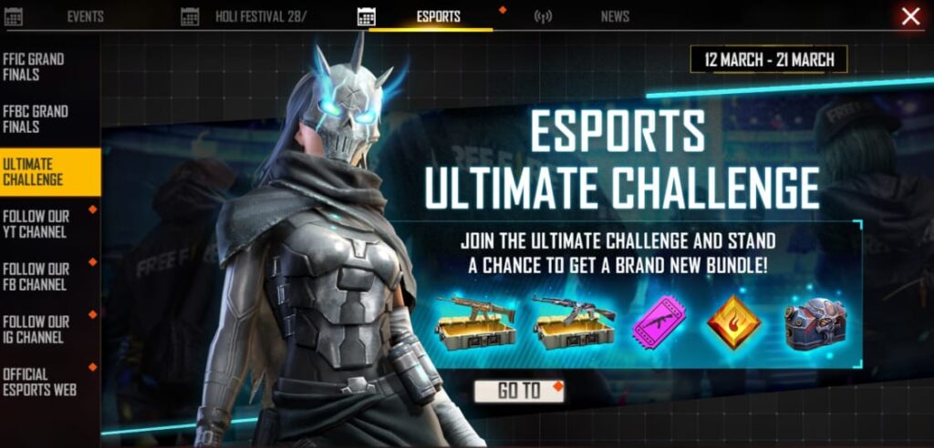 How to get garena Free Fire Esports Ultimate Challenge: Win Phantom bundle, Diamond royale voucher, and more.