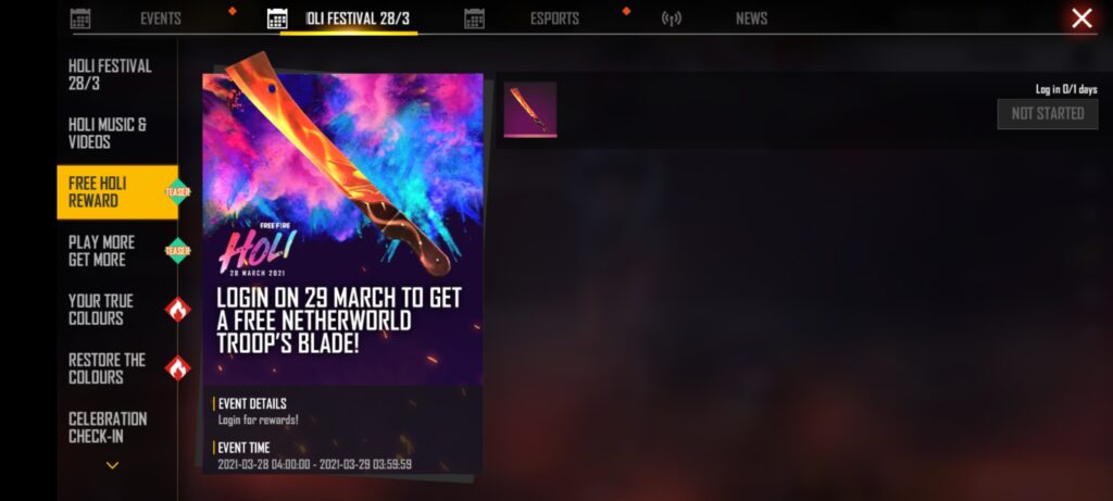 HOW TO GET FREE FIRE 28 MARCH ON HOLI EVENTS | Free fire holi link