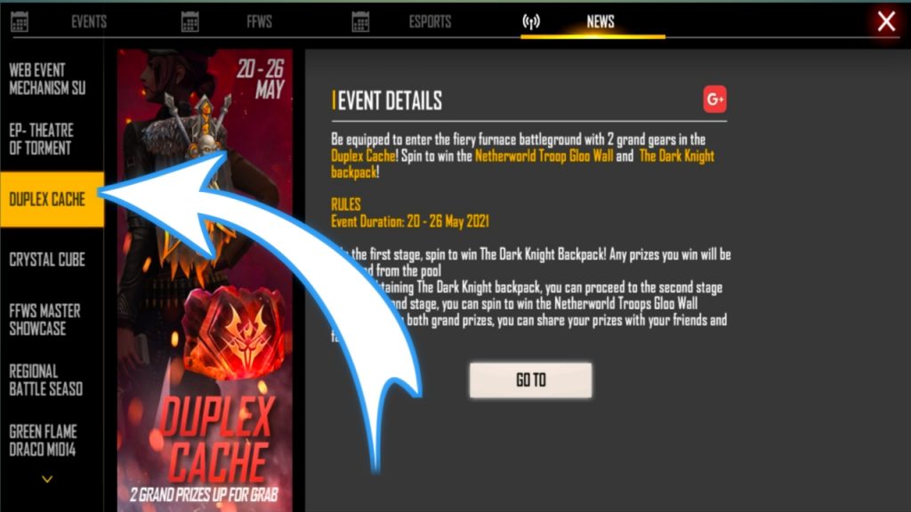 FREE FIRE NEW EVENT DUPLEX CACHE