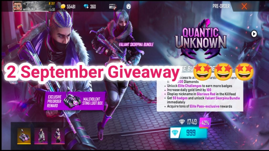 SEPTEMBER ELITE PASS FREE FIRE 2021 GIVEAWAY 