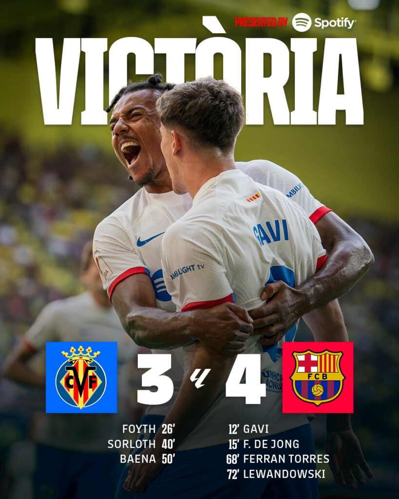 Thrilling Showdown: Barcelona Triumphs 4-3 over Villarreal in a La Liga Rollercoaster