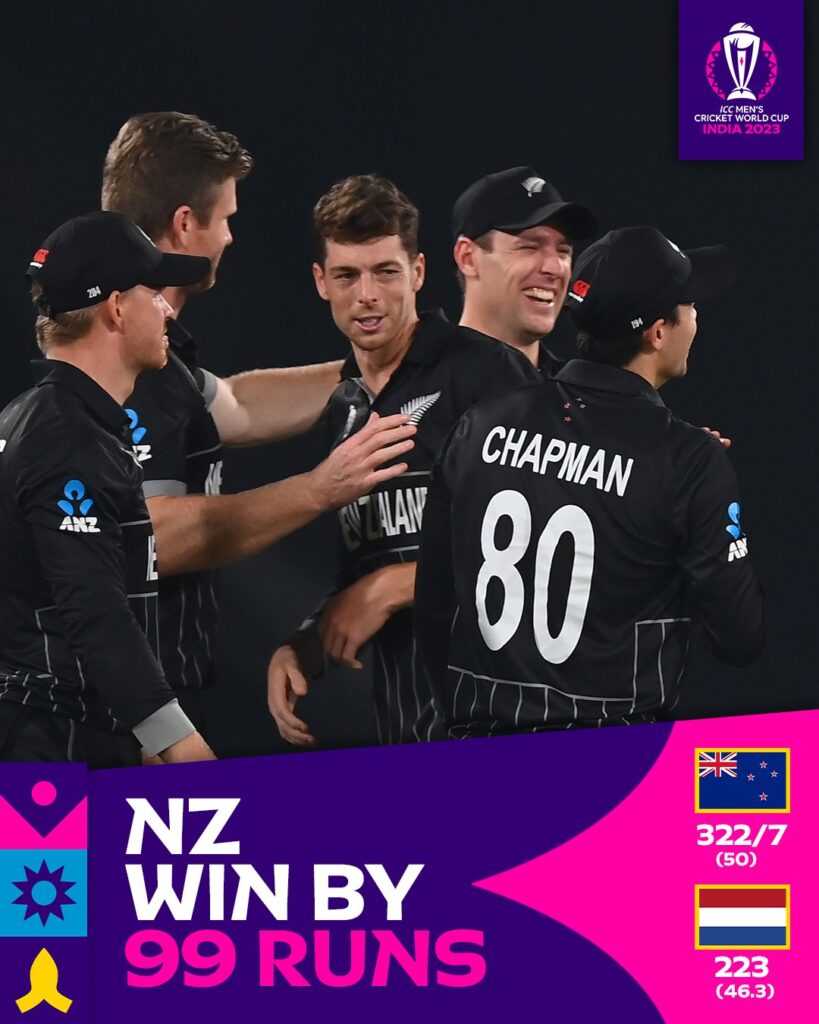 Spectacular Showdown: New Zealand Dominates Netherlands in ICC Cricket World Cup 2023